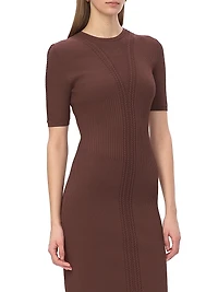 Alina Rib-Knit Crewneck Midi-Dress
