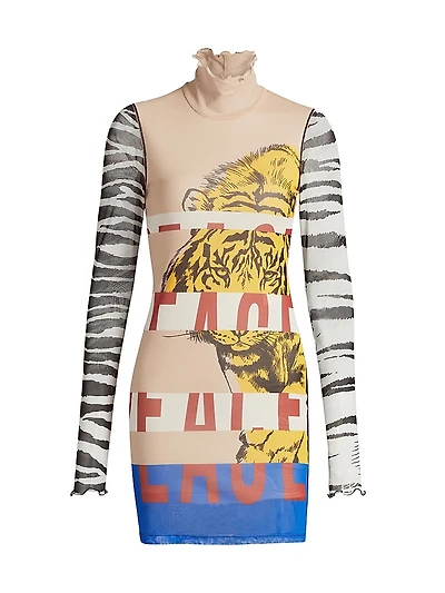 Mixed Print Minidress