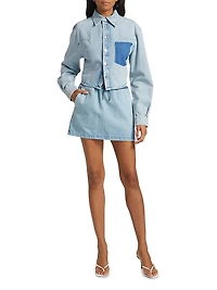 Denim Two-Tone Miniskirt