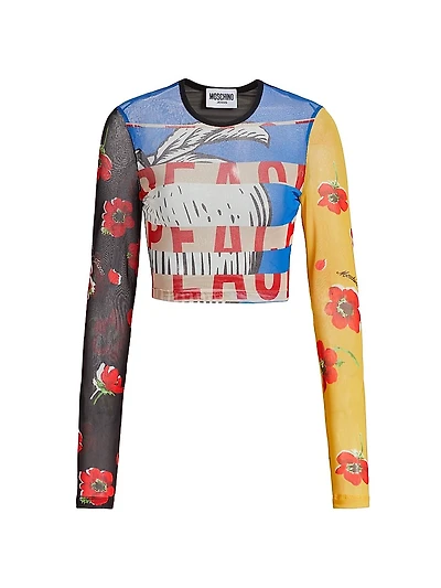 Mixed Print Crop Top