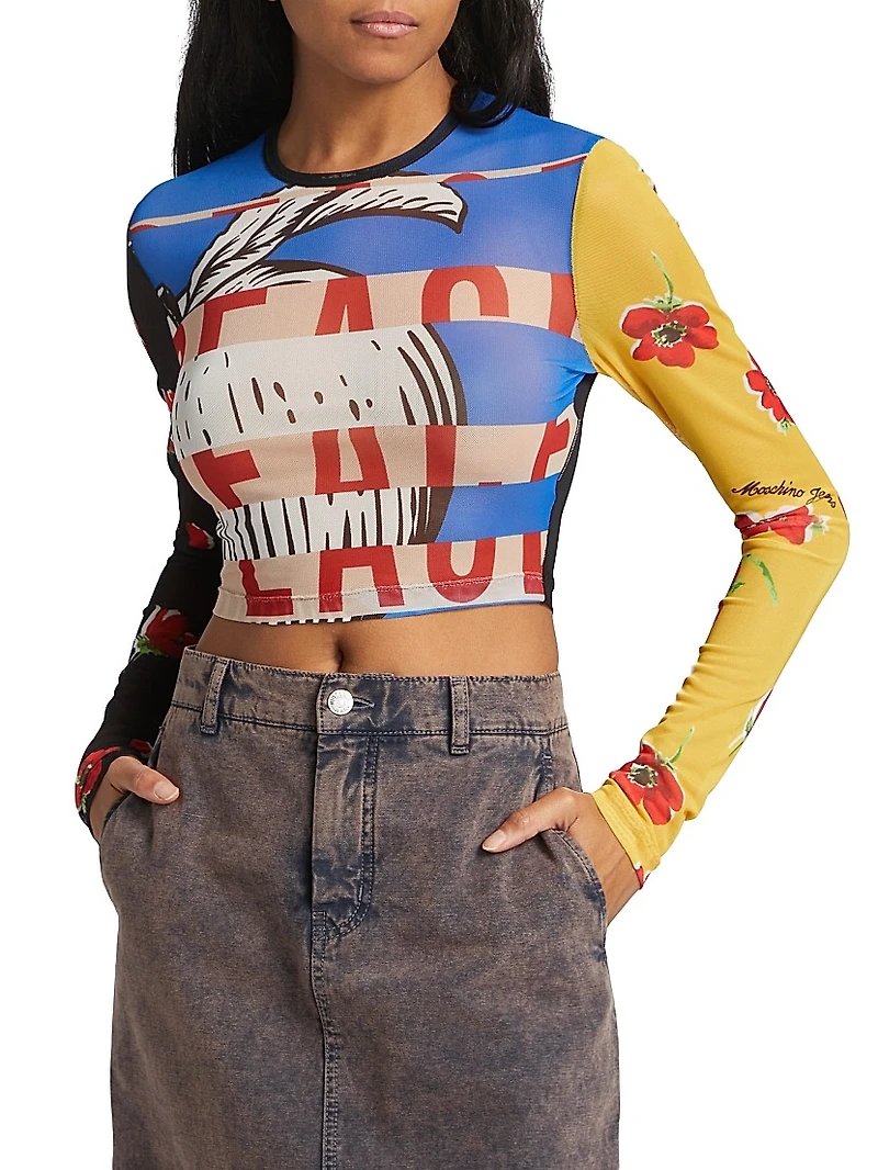 Mixed Print Crop Top