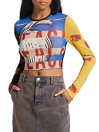 Mixed Print Crop Top