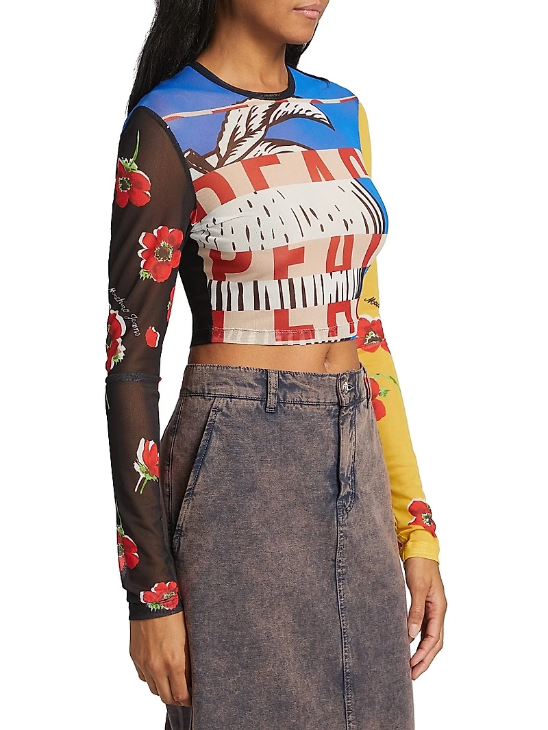 Mixed Print Crop Top