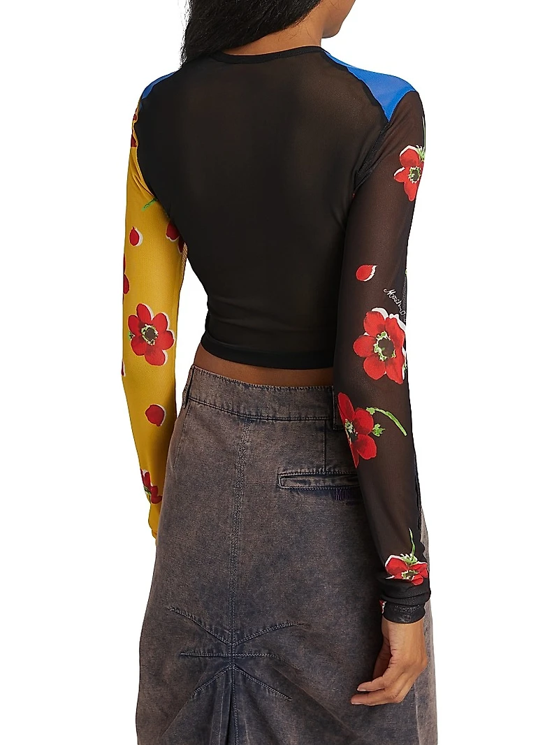 Mixed Print Crop Top