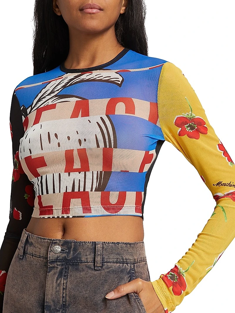 Mixed Print Crop Top