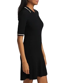 Rib-Knit Polo Minidress