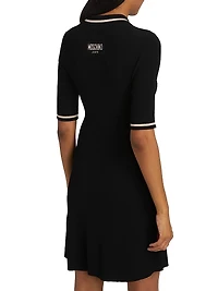 Rib-Knit Polo Minidress