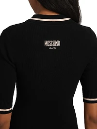 Rib-Knit Polo Minidress