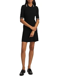 Rib-Knit Polo Minidress