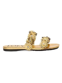 LOEWE x Paula's Ibiza Petal Flower Metallic Leather Flat Sandals