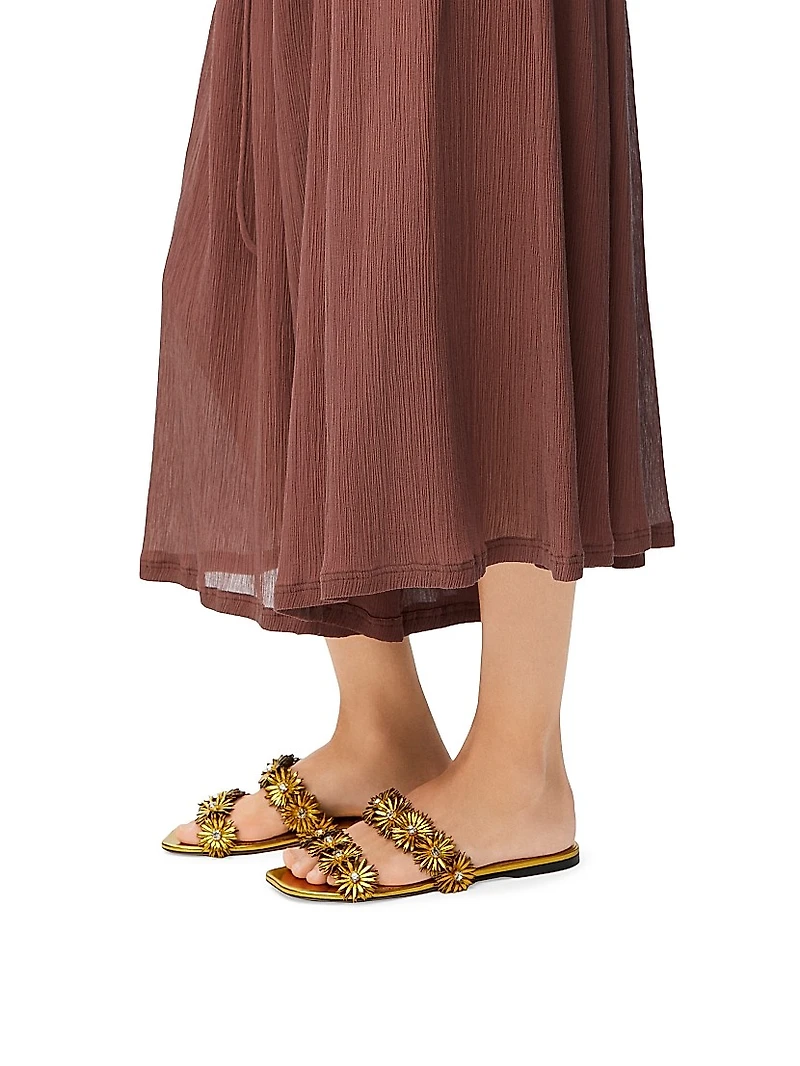 LOEWE x Paula's Ibiza Petal Flower Metallic Leather Flat Sandals