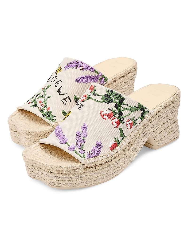 LOEWE x Paula's Ibiza Petal 80MM Embroidered Espadrilles