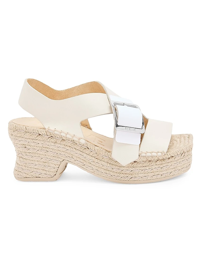 LOEWE x Paula's Ibiza Petal 80MM Woven Leather Espadrilles
