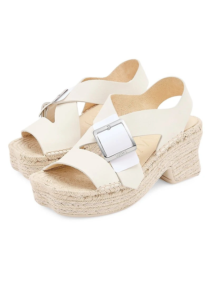 LOEWE x Paula's Ibiza Petal 80MM Woven Leather Espadrilles