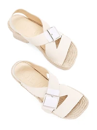 LOEWE x Paula's Ibiza Petal 80MM Woven Leather Espadrilles