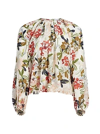 Lottie Floral Crêpe De Chine Pleated Blouse