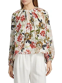 Lottie Floral Crêpe De Chine Pleated Blouse