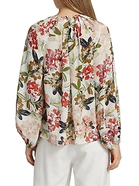 Lottie Floral Crêpe De Chine Pleated Blouse