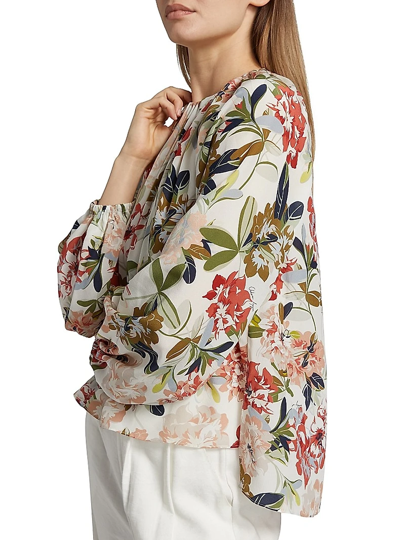 Lottie Floral Crêpe De Chine Pleated Blouse