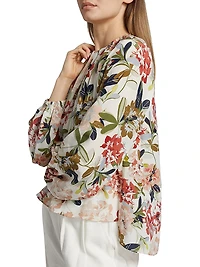 Lottie Floral Crêpe De Chine Pleated Blouse
