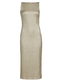 Blaire Metallic Tweed-Knit Midi-Dress