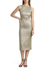 Blaire Metallic Tweed-Knit Midi-Dress