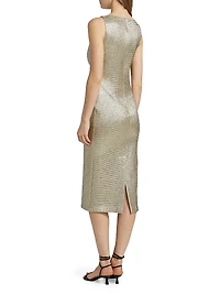 Blaire Metallic Tweed-Knit Midi-Dress