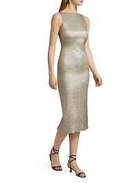 Blaire Metallic Tweed-Knit Midi-Dress