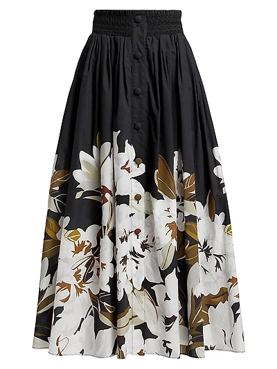 Lovisa Floral Cotton-Voile Midi-Skirt