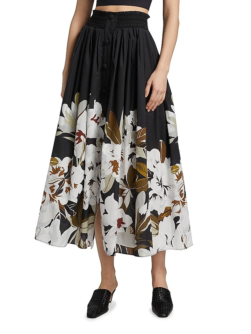 Lovisa Floral Cotton-Voile Midi-Skirt