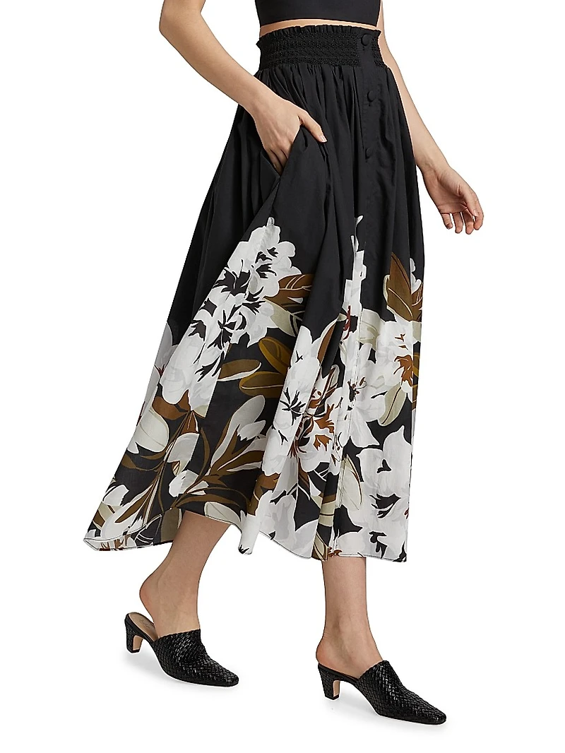 Lovisa Floral Cotton-Voile Midi-Skirt