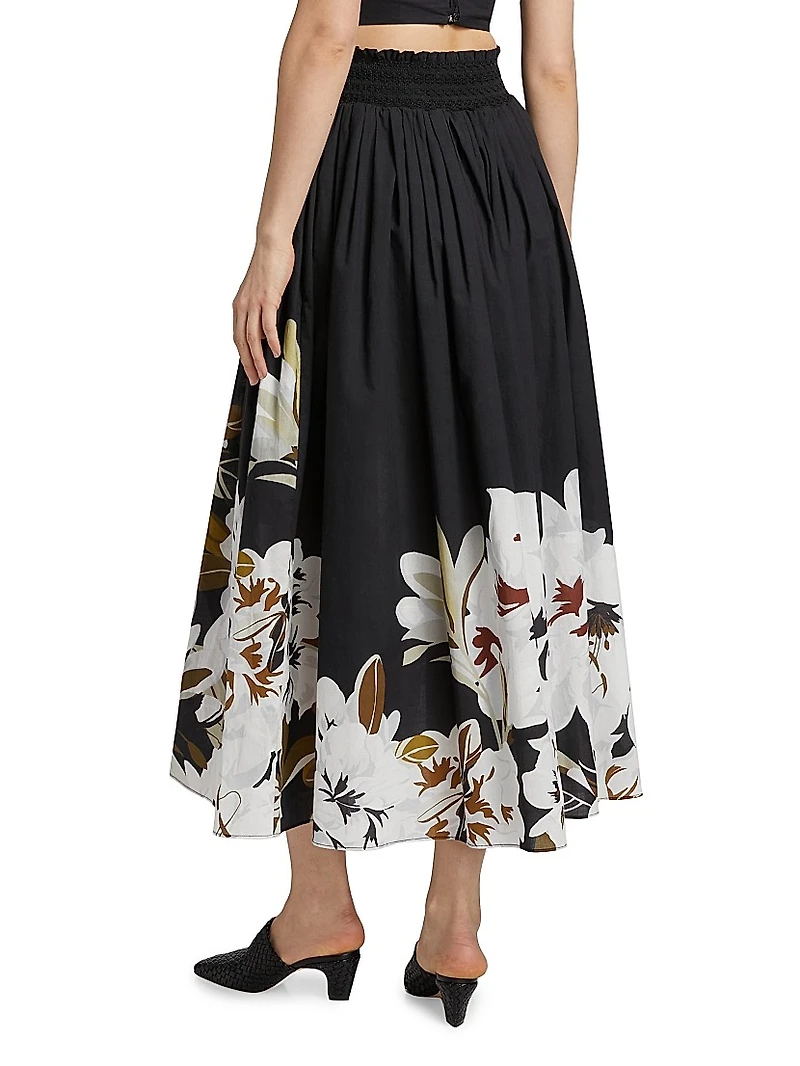 Lovisa Floral Cotton-Voile Midi-Skirt