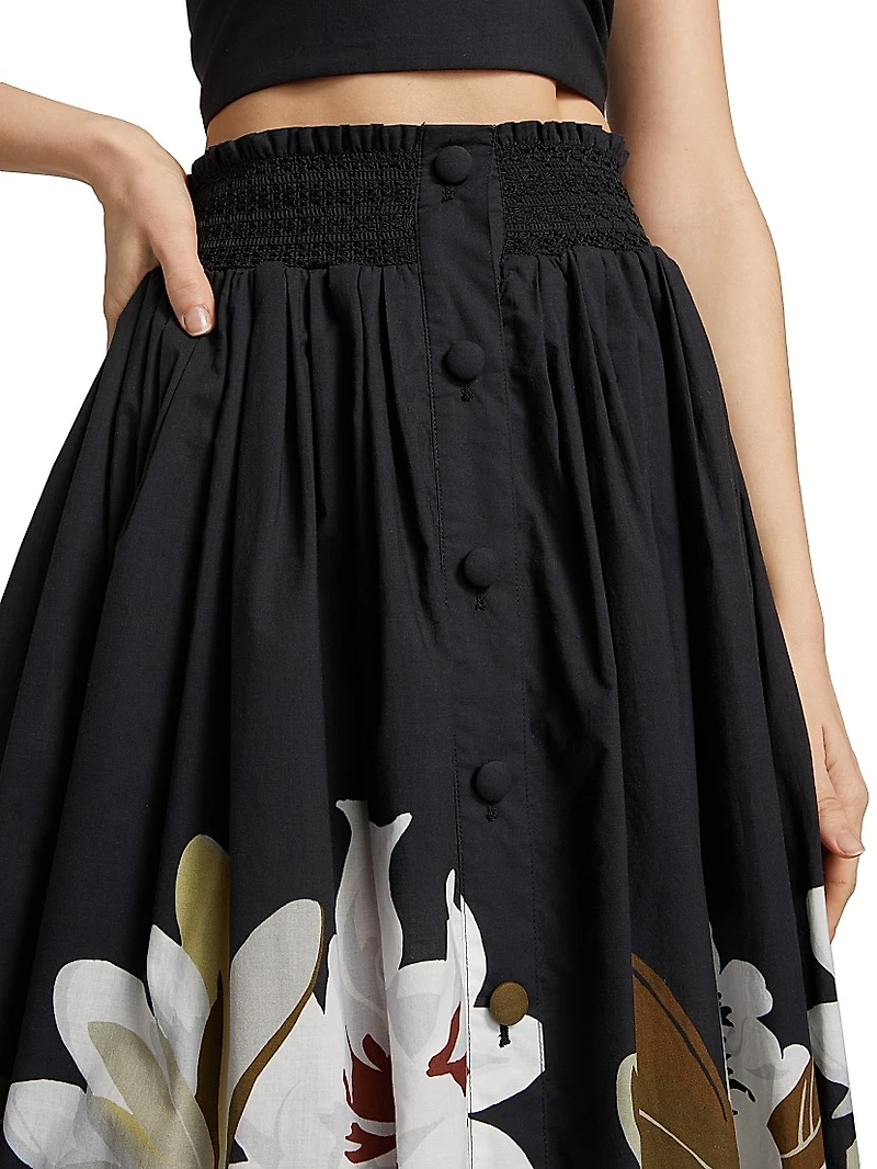 Lovisa Floral Cotton-Voile Midi-Skirt