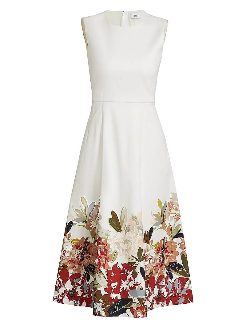 Eloise Floral Cotton-Twill Midi-Dress