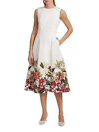Eloise Floral Cotton-Twill Midi-Dress