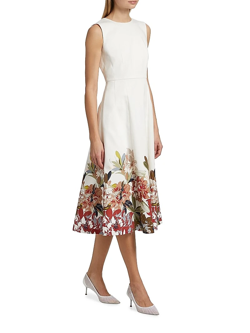 Eloise Floral Cotton-Twill Midi-Dress