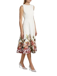 Eloise Floral Cotton-Twill Midi-Dress