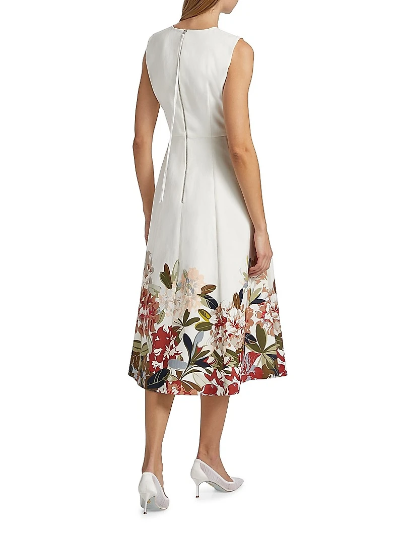 Eloise Floral Cotton-Twill Midi-Dress