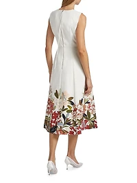 Eloise Floral Cotton-Twill Midi-Dress