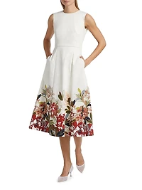 Eloise Floral Cotton-Twill Midi-Dress