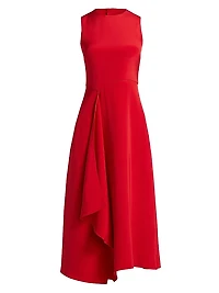 Lynn Draped Silk Midi-Dress