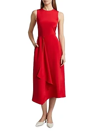 Lynn Draped Silk Midi-Dress