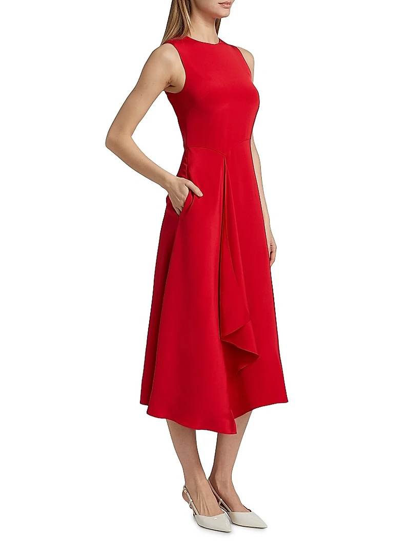 Lynn Draped Silk Midi-Dress