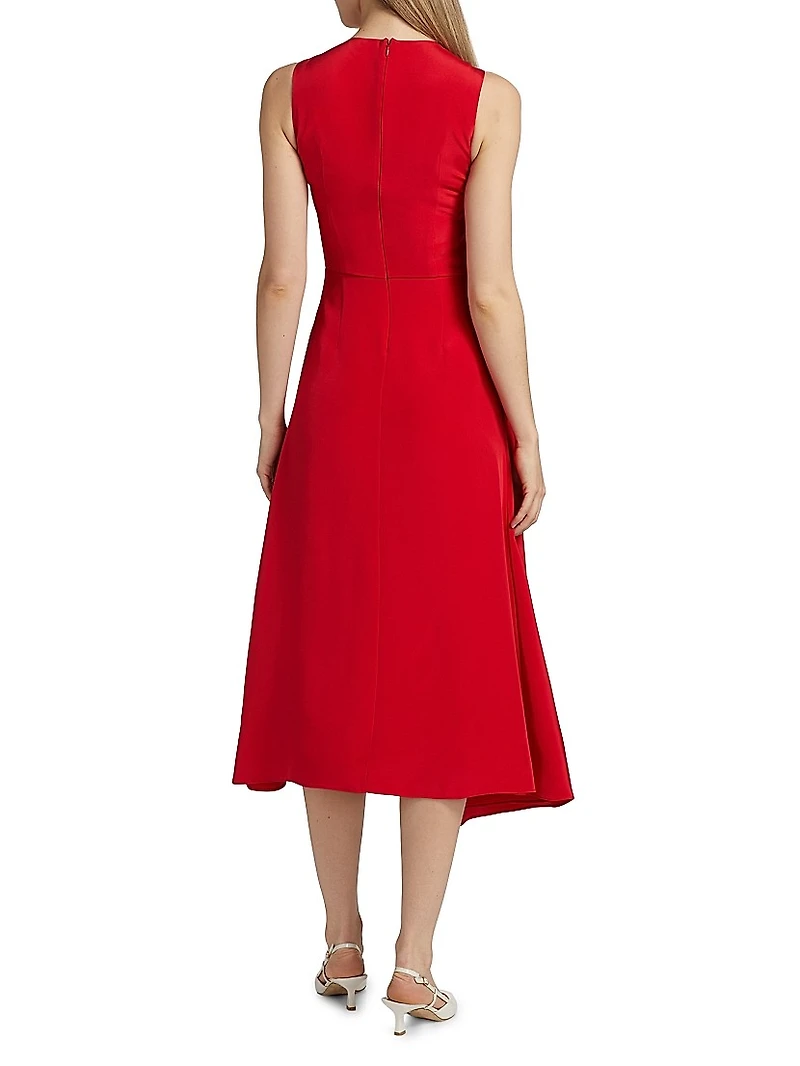 Lynn Draped Silk Midi-Dress