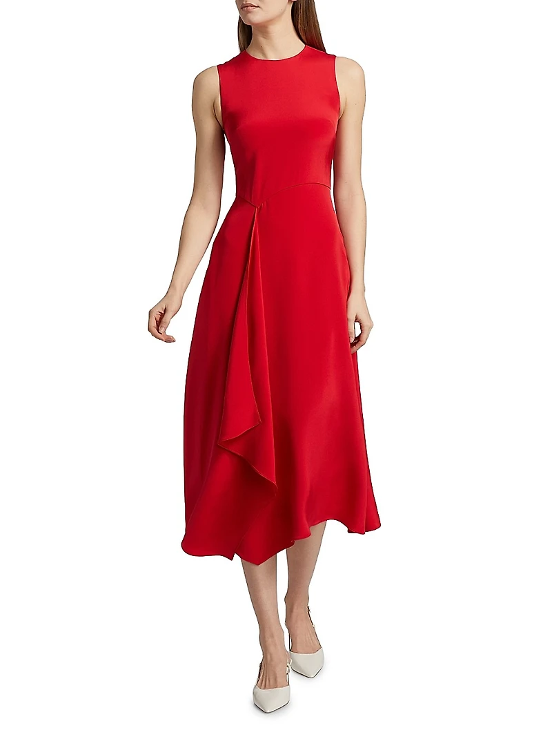 Lynn Draped Silk Midi-Dress