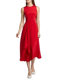 Lynn Draped Silk Midi-Dress