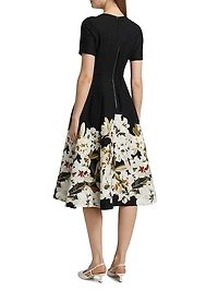 Evangeline Floral Wool-Silk Fit & Flare Midi-Dress