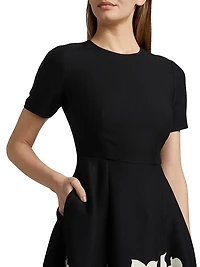 Evangeline Floral Wool-Silk Fit & Flare Midi-Dress