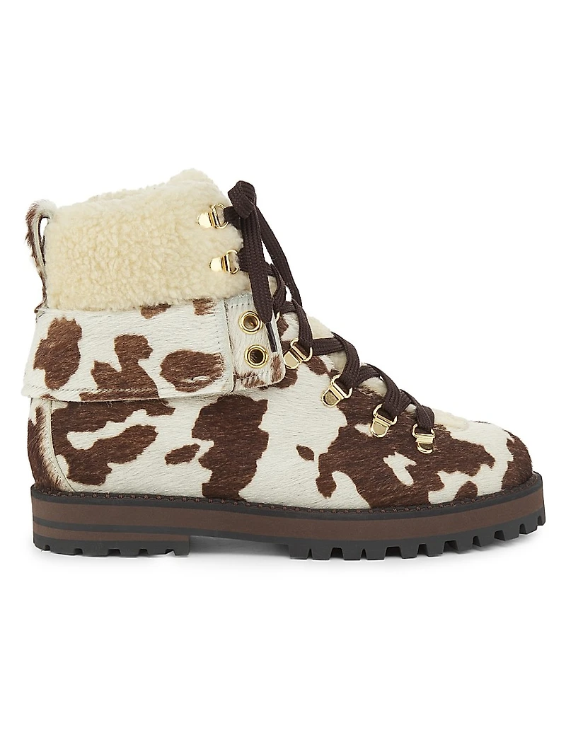 Heidi Printed Calf Hair-Faux Fur Ankle Boots