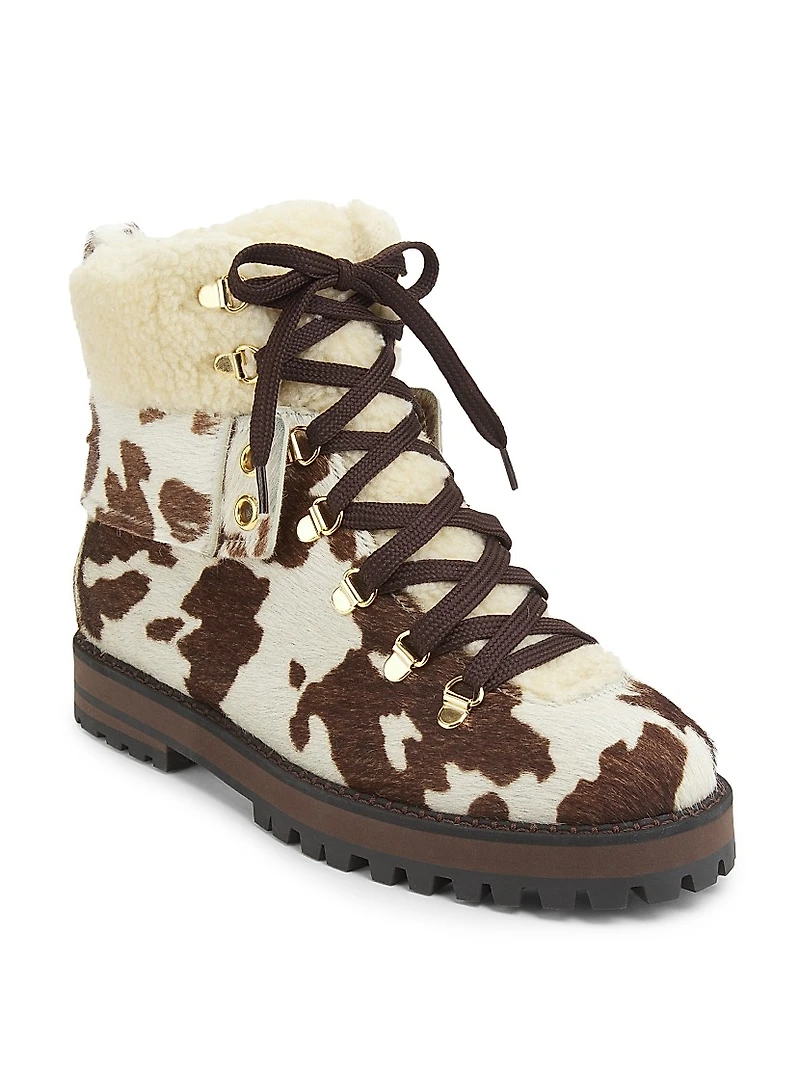 Heidi Printed Calf Hair-Faux Fur Ankle Boots